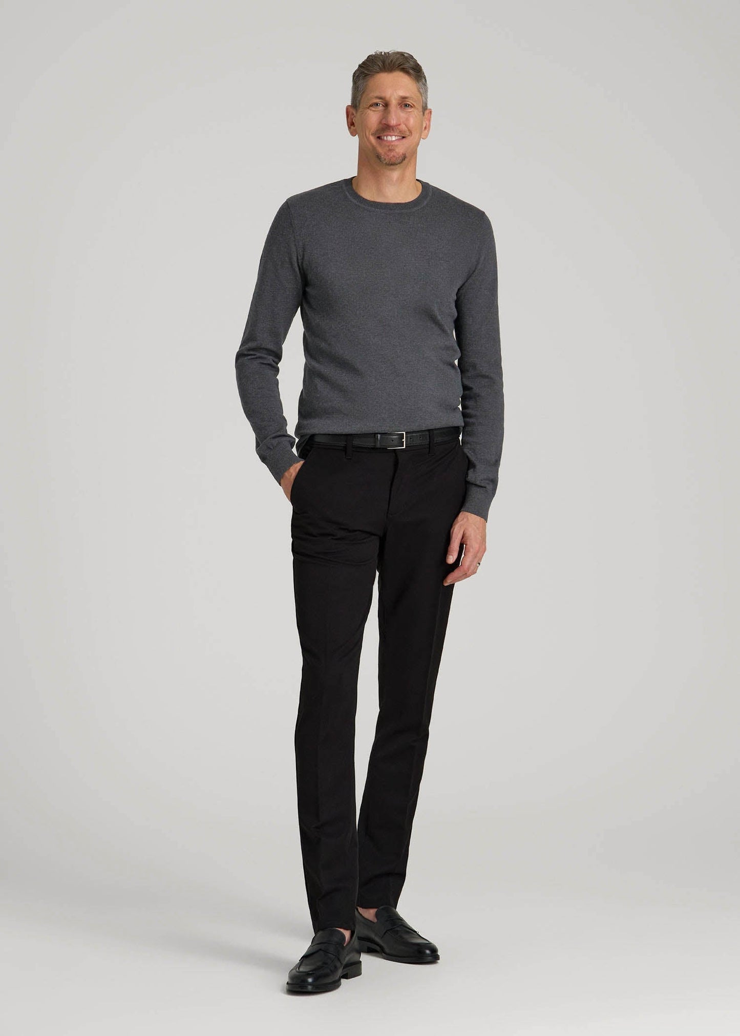 American Tall Men Everyday Crewneck Sweater for Tall Men in Charcoal Mix