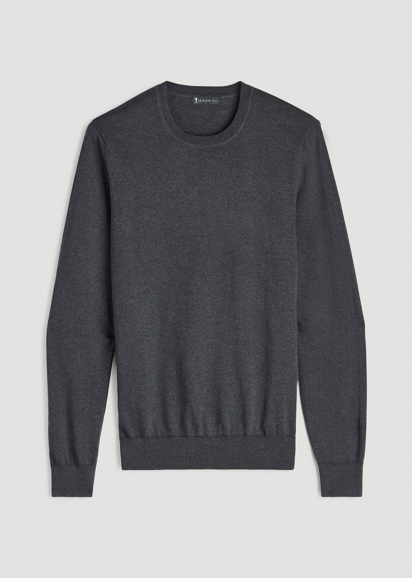 American Tall Men Everyday Crewneck Sweater for Tall Men in Charcoal Mix