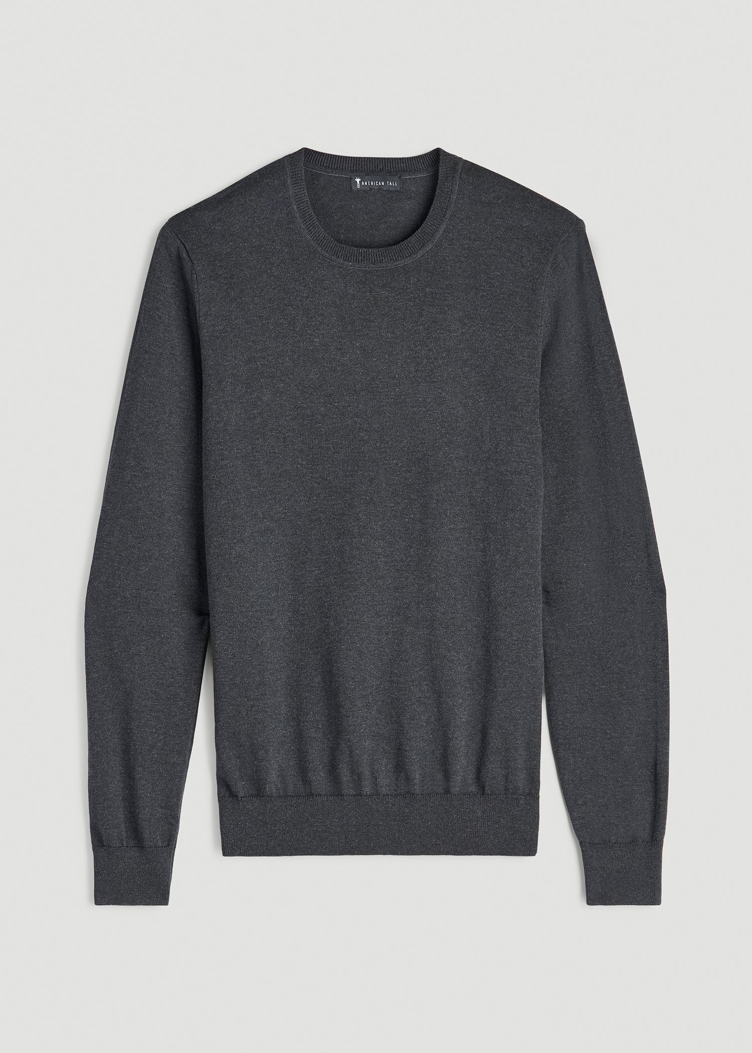 American Tall Men Everyday Crewneck Sweater for Tall Men in Charcoal Mix