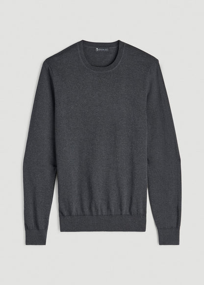 American Tall Men Everyday Crewneck Sweater for Tall Men in Charcoal Mix