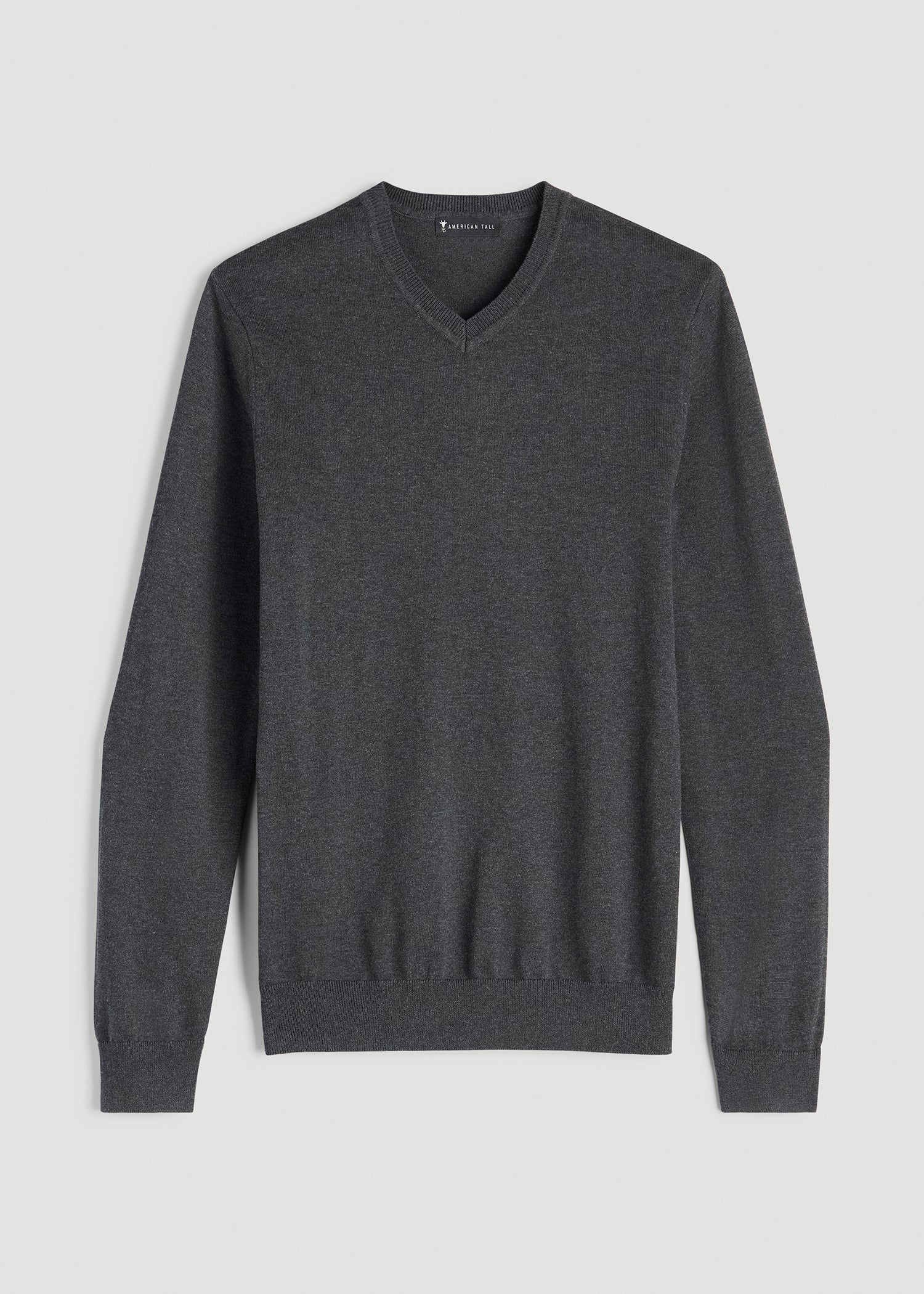 American Tall Men Everyday V-Neck Sweater for Tall Men in Charcoal Mix