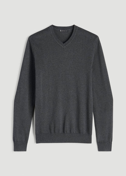 American Tall Men Everyday V-Neck Sweater for Tall Men in Charcoal Mix