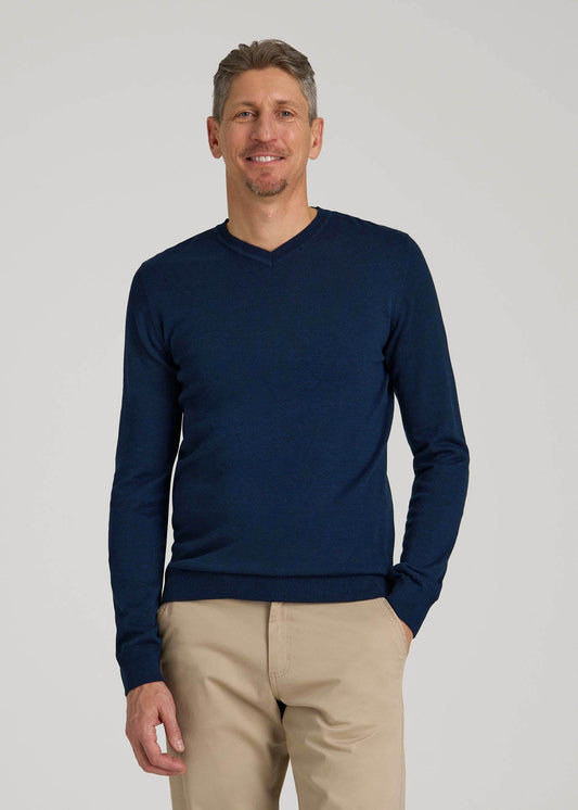 American Tall Men Everyday V-Neck Sweater for Tall Men in Patriot Blue