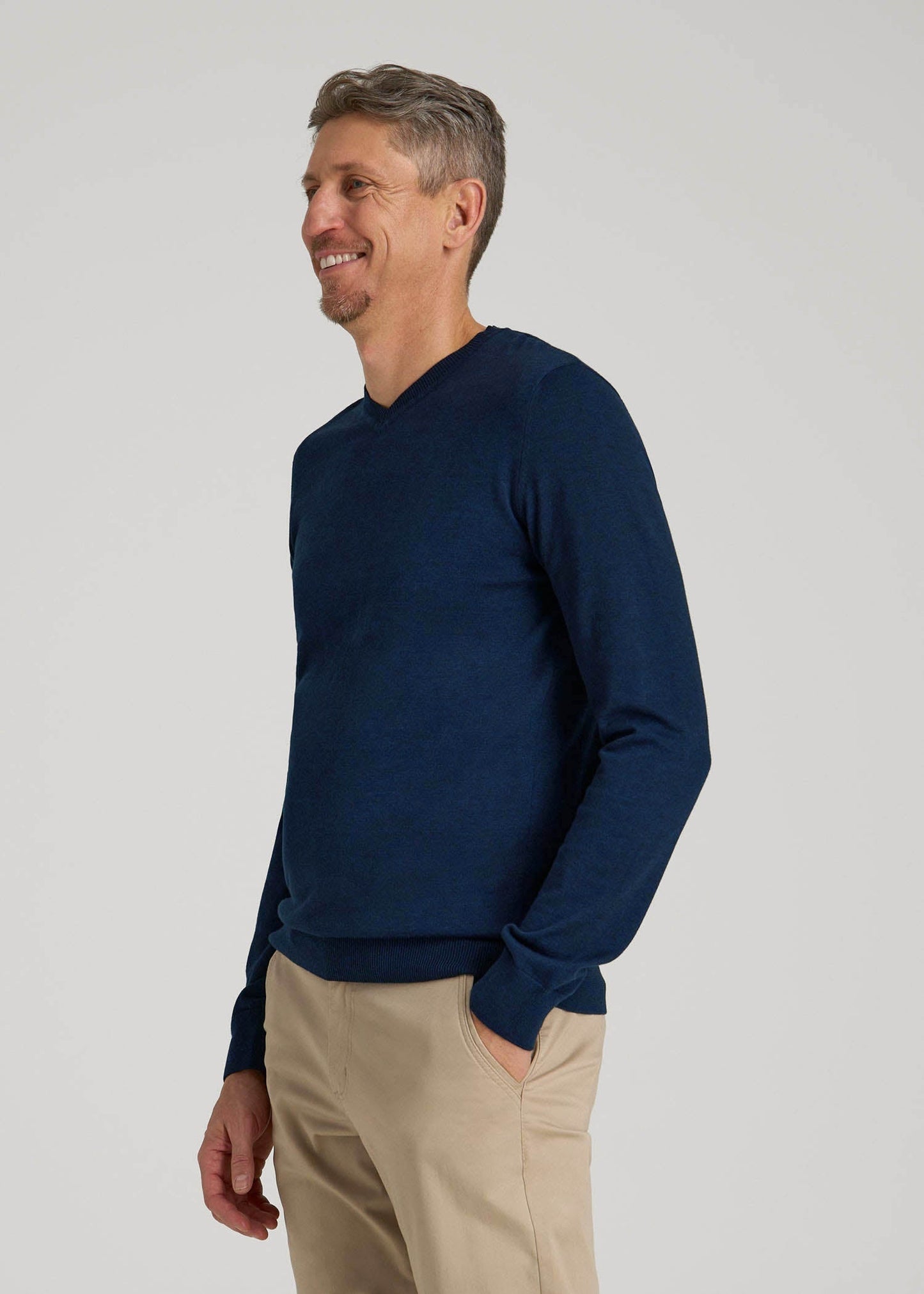 American Tall Men Everyday V-Neck Sweater for Tall Men in Patriot Blue