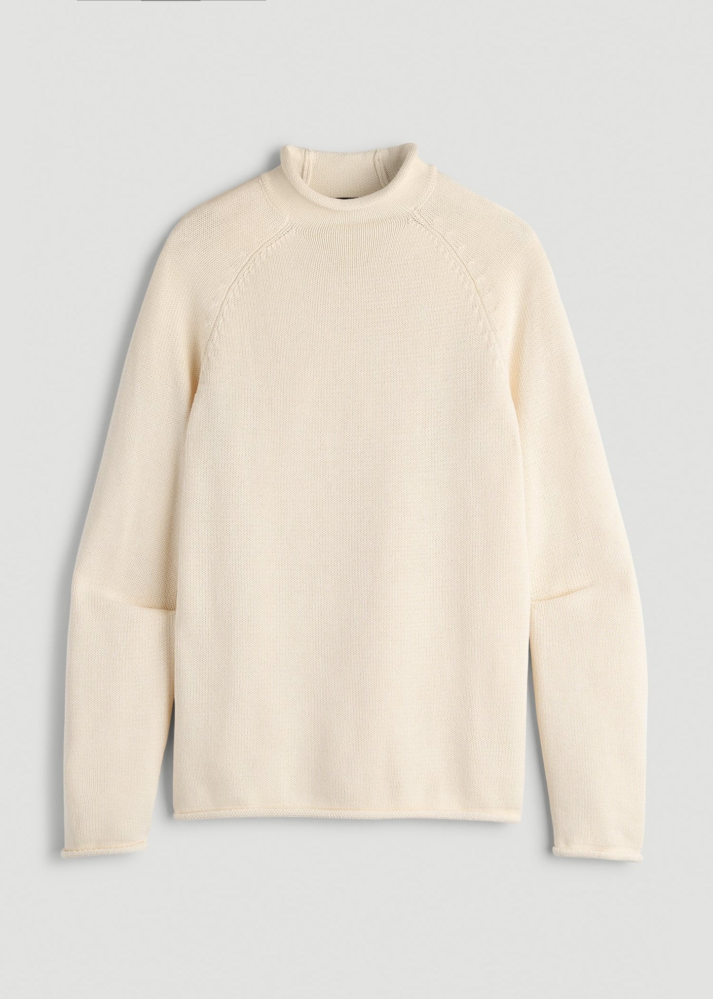 American Tall Men Fisherman Knit Rolled Mock Neck Sweater for Tall Men in Natural