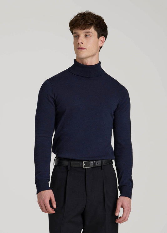 American Tall Men Turtleneck Sweater for Tall Men in Patriot Blue