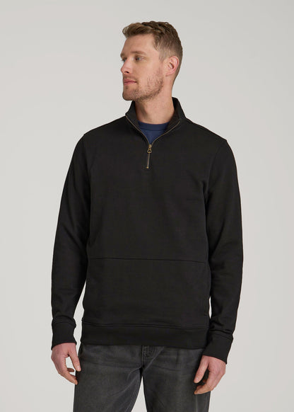 American Tall Men LJ&S Heavyweight Quarter-Zip Pullover for Tall Men in Vintage Black
