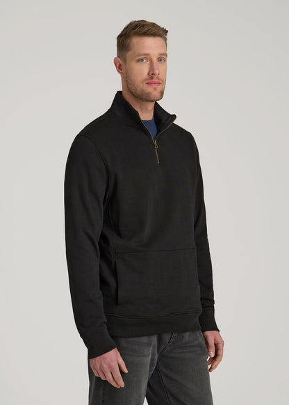 American Tall Men LJ&S Heavyweight Quarter-Zip Pullover for Tall Men in Vintage Black