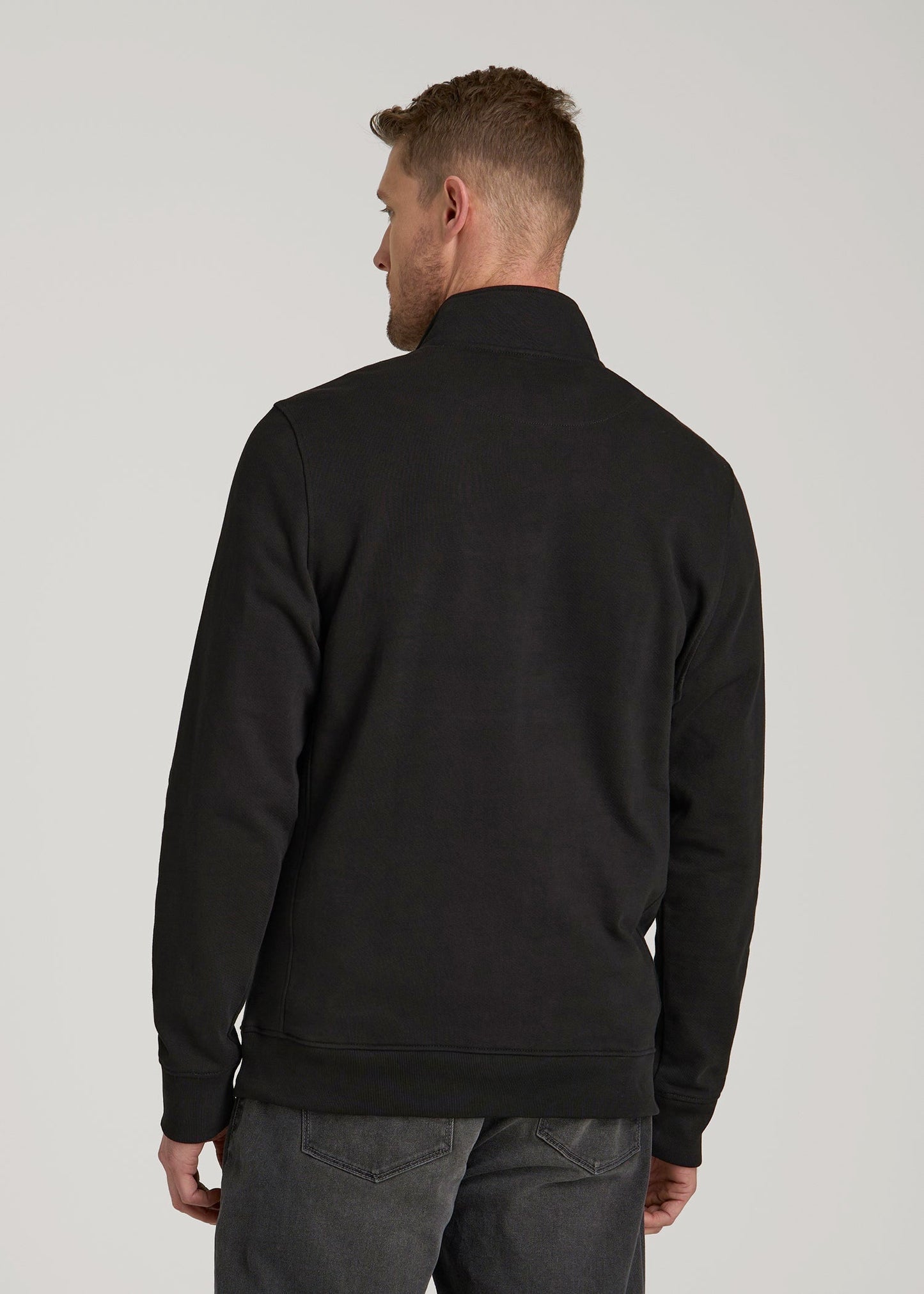 American Tall Men LJ&S Heavyweight Quarter-Zip Pullover for Tall Men in Vintage Black