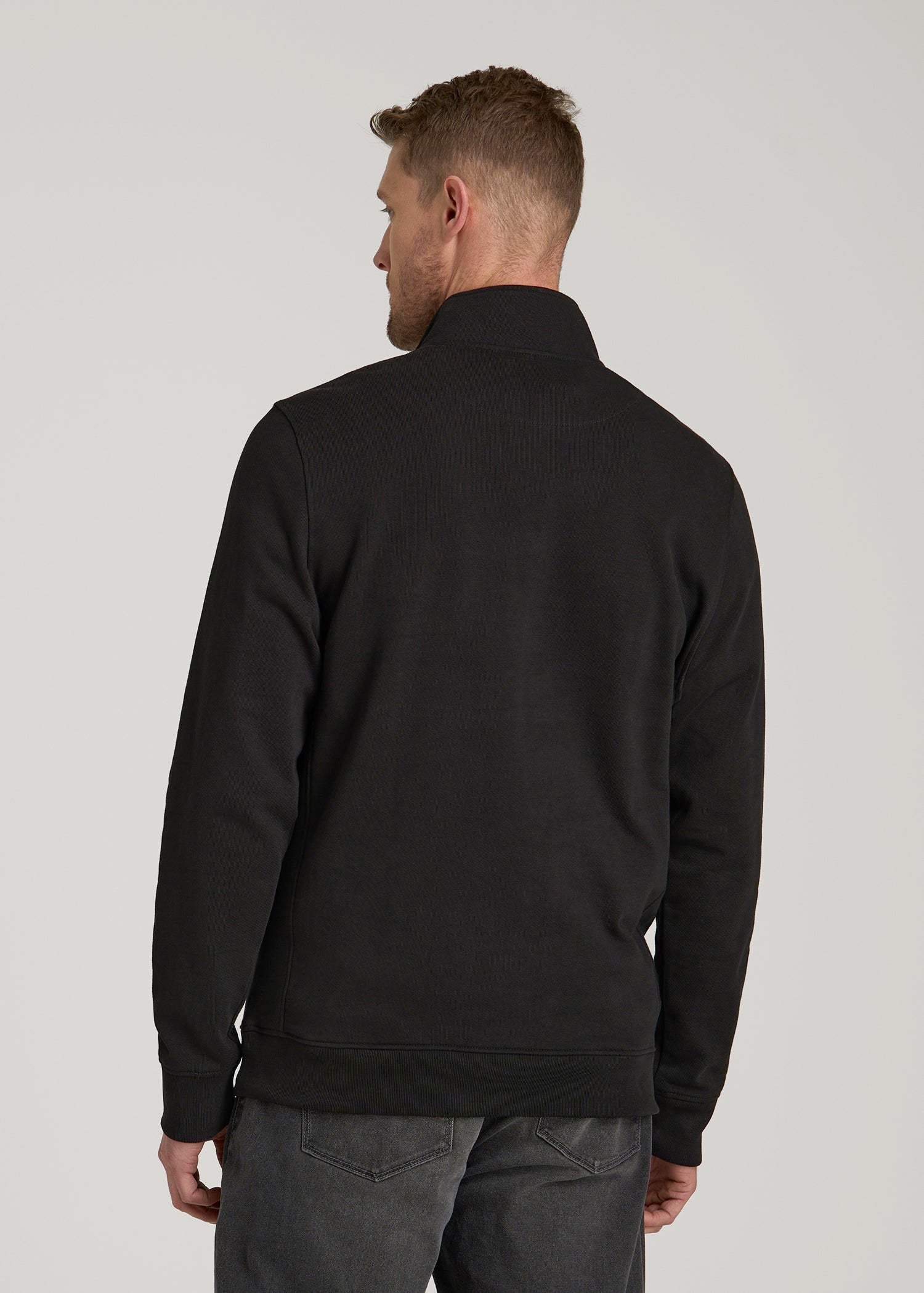 American Tall Men LJ&S Heavyweight Quarter-Zip Pullover for Tall Men in Vintage Black