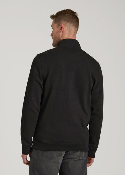 American Tall Men LJ&S Heavyweight Quarter-Zip Pullover for Tall Men in Vintage Black