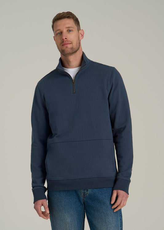 American Tall Men LJ&S Heavyweight Quarter-Zip Pullover for Tall Men in Vintage Midnight Navy