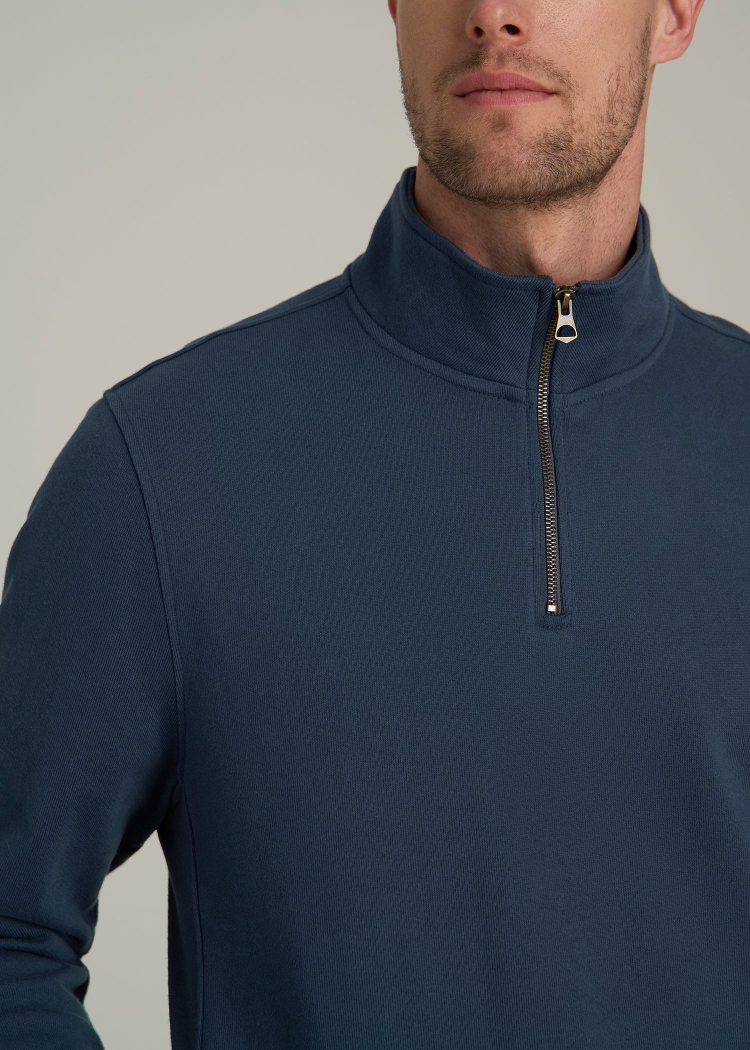 American Tall Men LJ&S Heavyweight Quarter-Zip Pullover for Tall Men in Vintage Midnight Navy