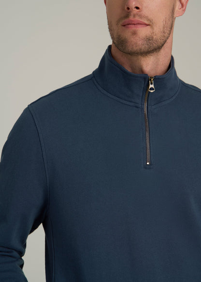 American Tall Men LJ&S Heavyweight Quarter-Zip Pullover for Tall Men in Vintage Midnight Navy