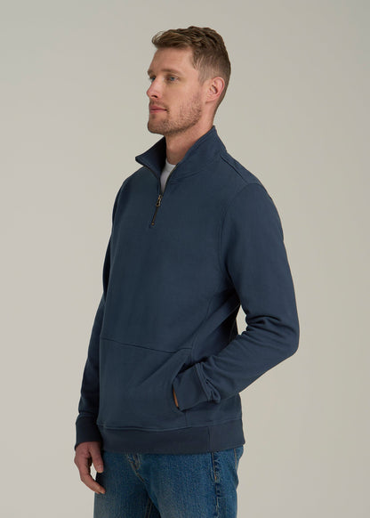 American Tall Men LJ&S Heavyweight Quarter-Zip Pullover for Tall Men in Vintage Midnight Navy