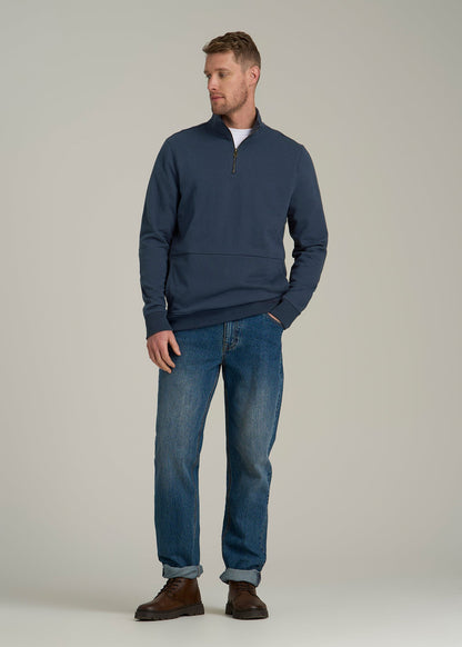 American Tall Men LJ&S Heavyweight Quarter-Zip Pullover for Tall Men in Vintage Midnight Navy
