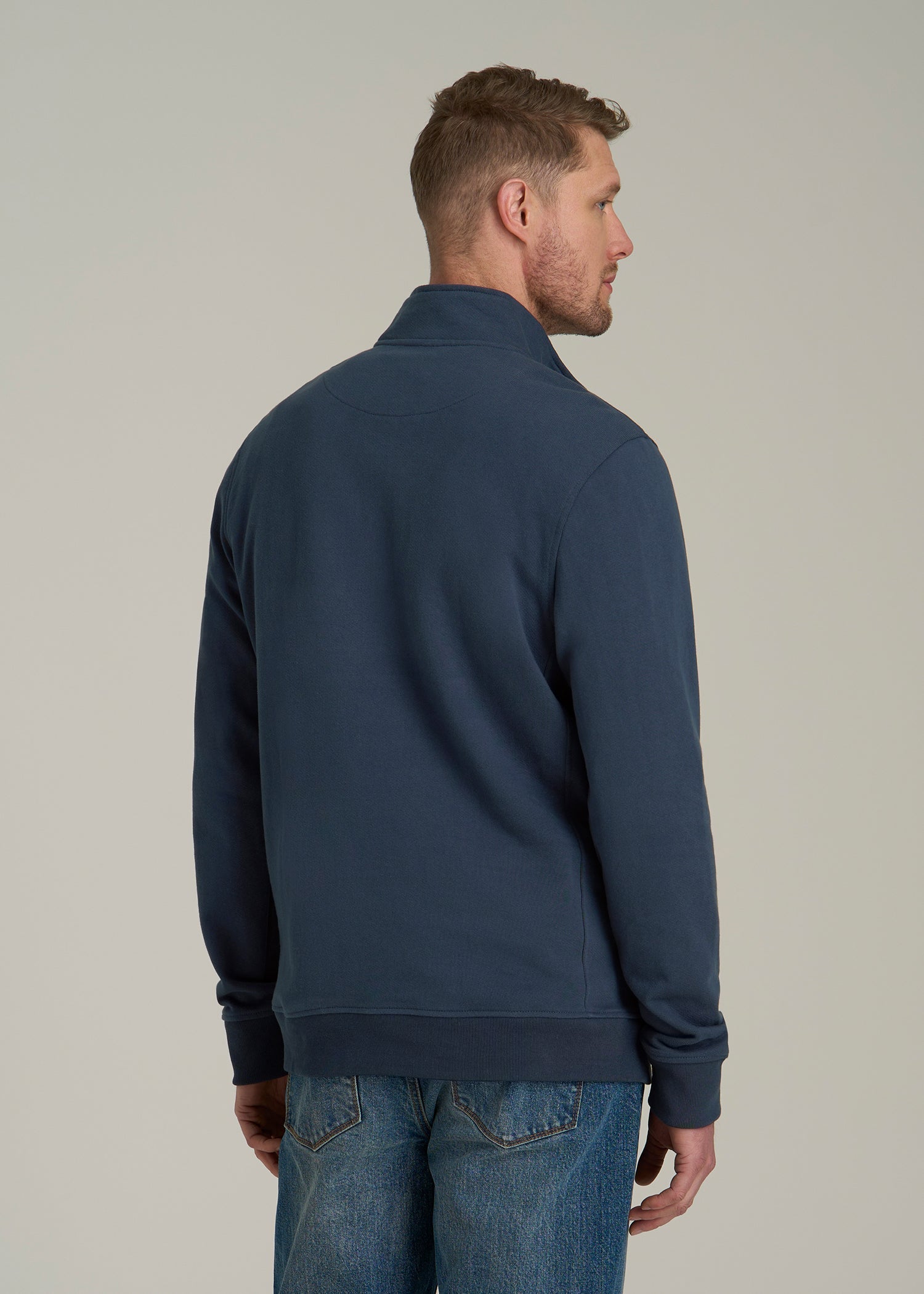 American Tall Men LJ&S Heavyweight Quarter-Zip Pullover for Tall Men in Vintage Midnight Navy