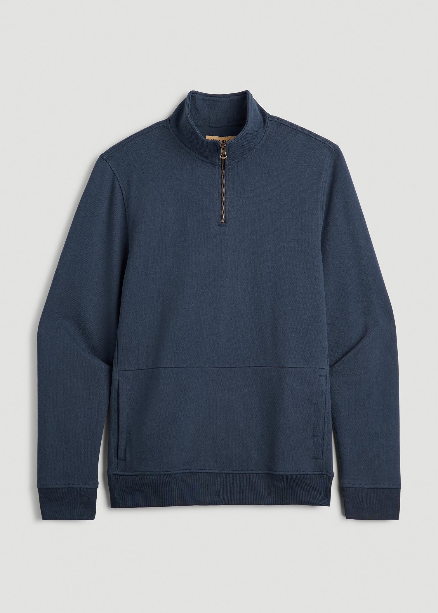 American Tall Men LJ&S Heavyweight Quarter-Zip Pullover for Tall Men in Vintage Midnight Navy
