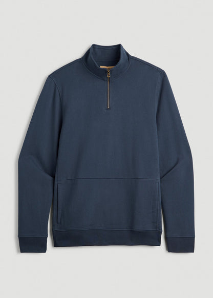 American Tall Men LJ&S Heavyweight Quarter-Zip Pullover for Tall Men in Vintage Midnight Navy