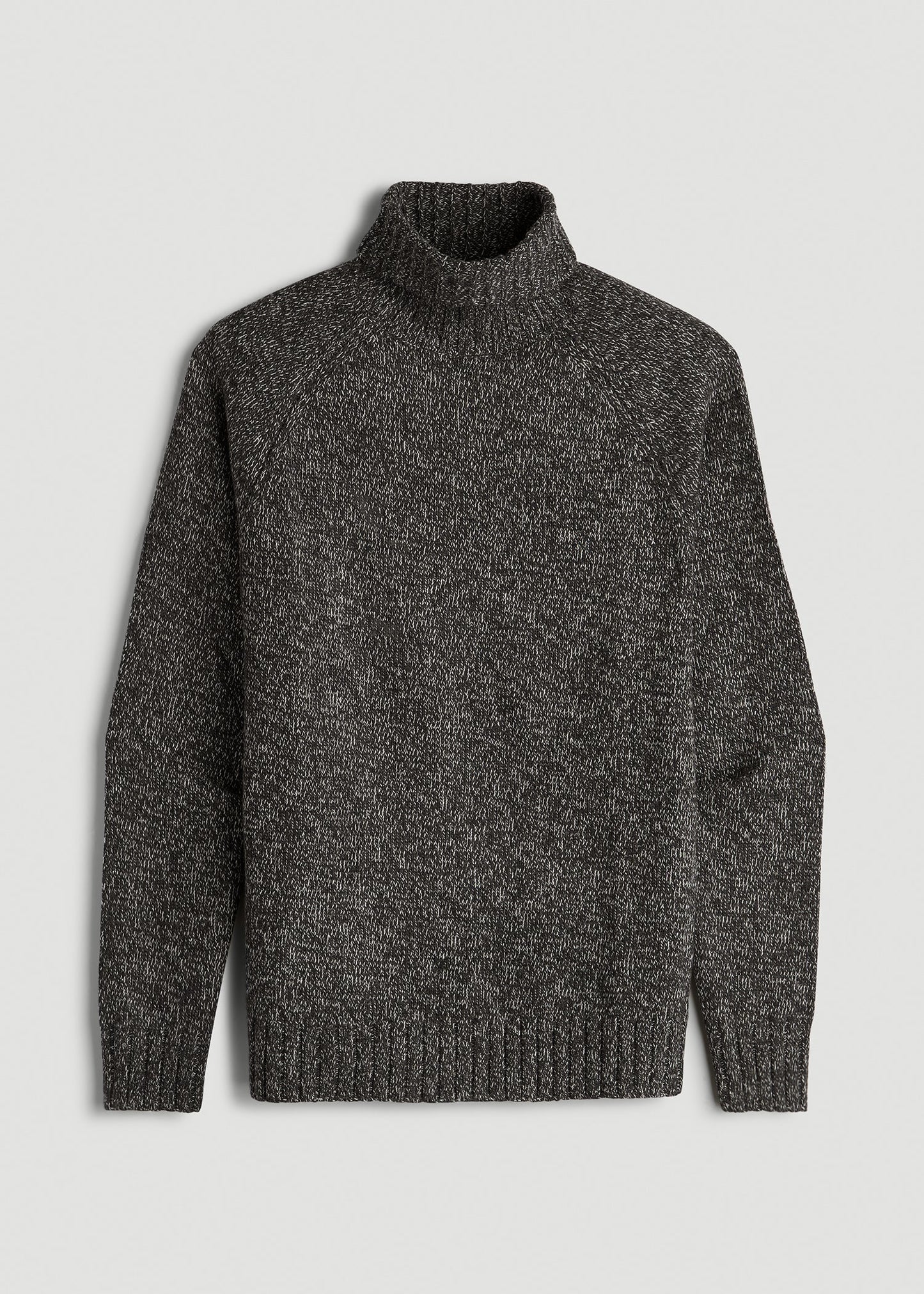 American Tall Men Wool Blend Marled Turtleneck for Tall Men in Charcoal Multi
