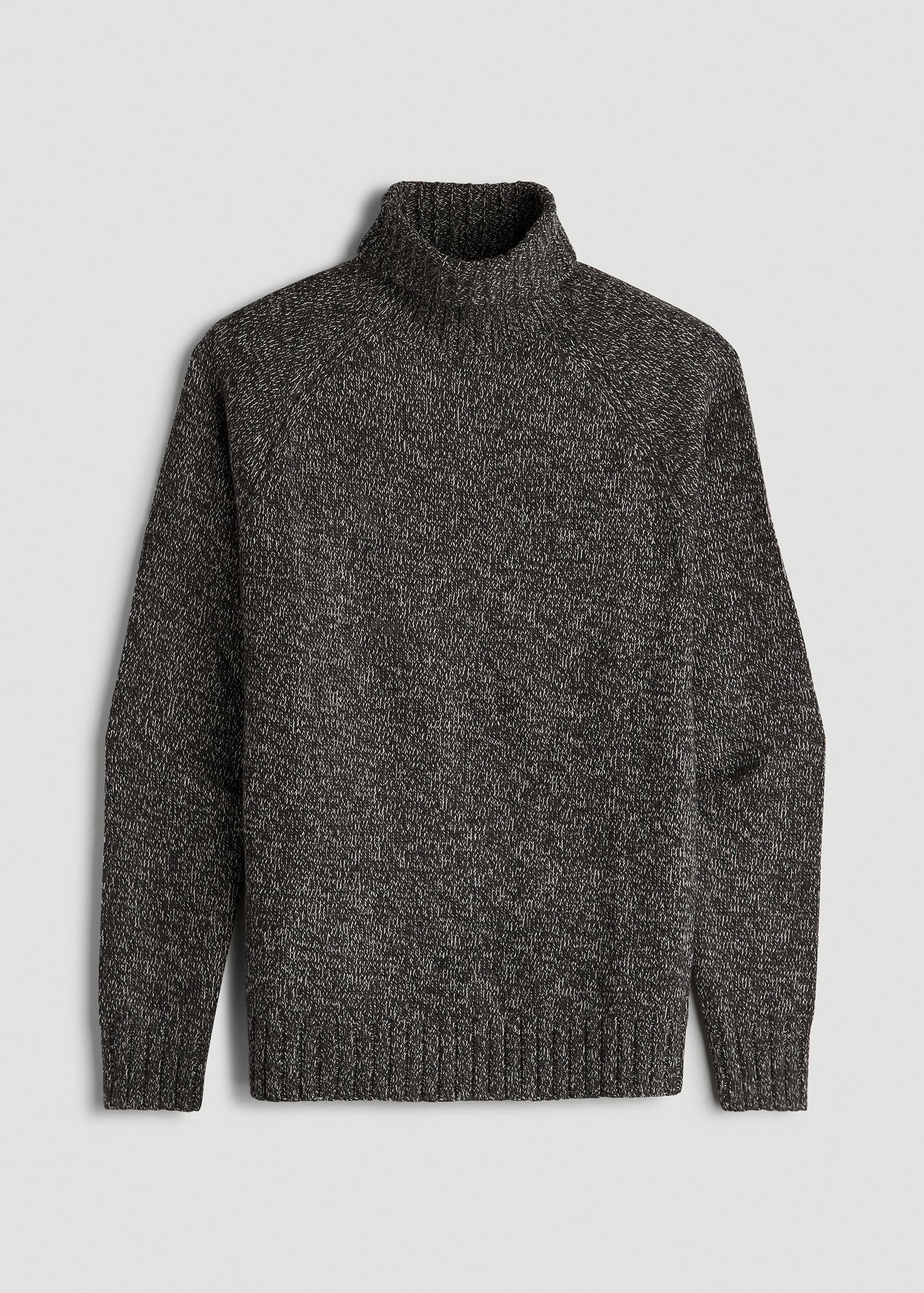 American Tall Men Wool Blend Marled Turtleneck for Tall Men in Charcoal Multi