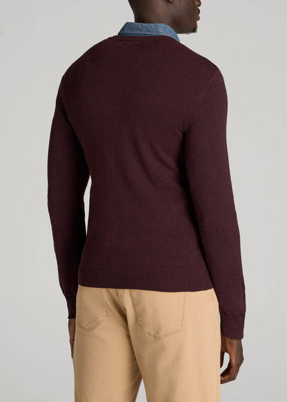 American Tall Men Everyday V-Neck Sweater for Tall Men in Burgundy Mix