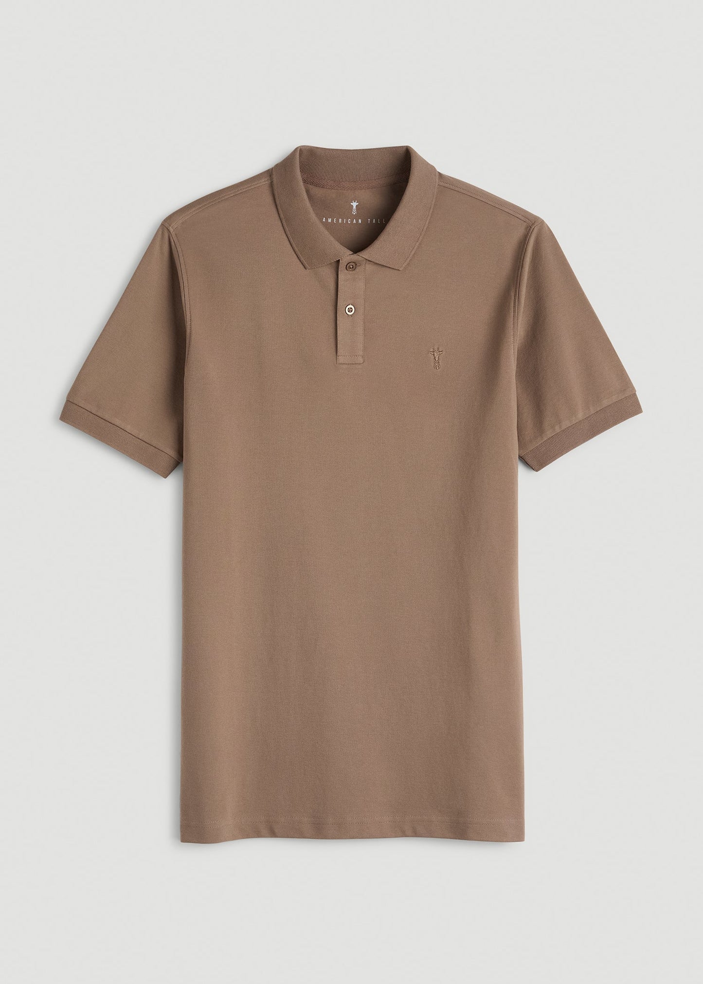 American Tall Men Classic Polo with Embroidered Logo for Tall Men in Warm Brown