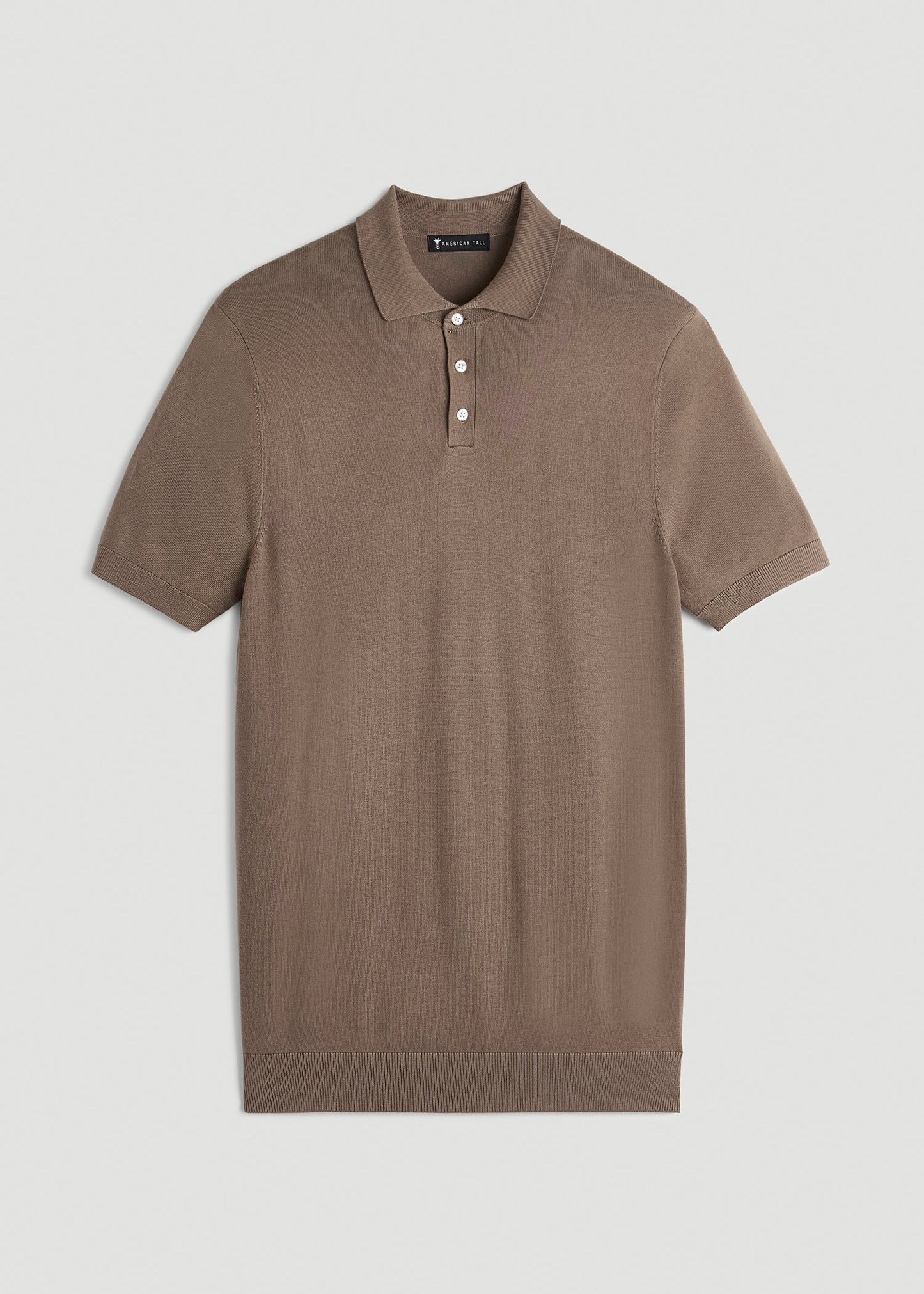 American Tall Men Linen Blend Knit Polo for Tall Men in Warm Brown