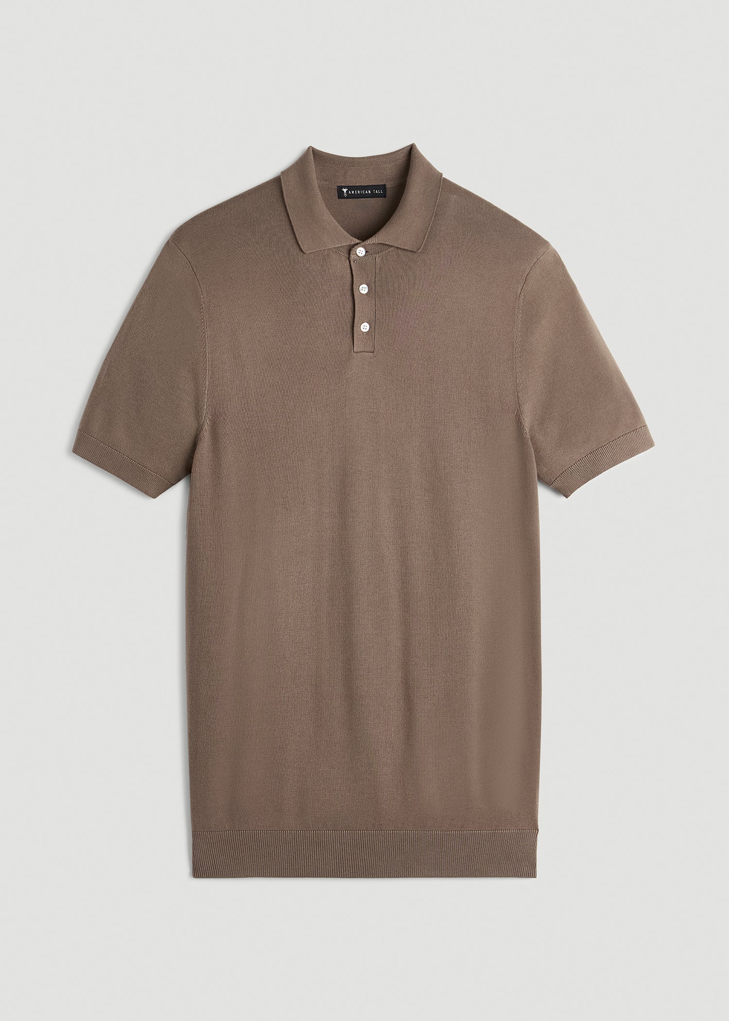 American Tall Men Linen Blend Knit Polo for Tall Men in Warm Brown