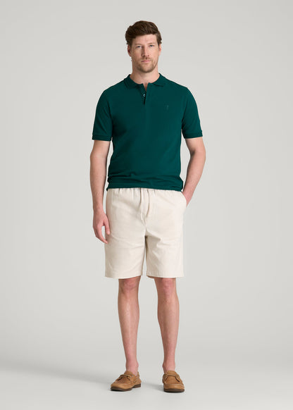 American Tall Men Classic Polo with Embroidered Logo for Tall Men in Deep Teal