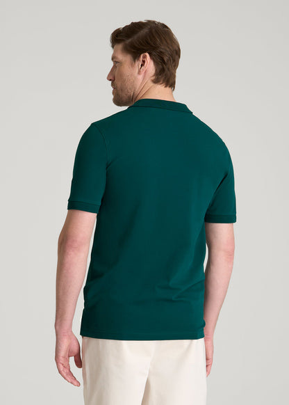 American Tall Men Classic Polo with Embroidered Logo for Tall Men in Deep Teal