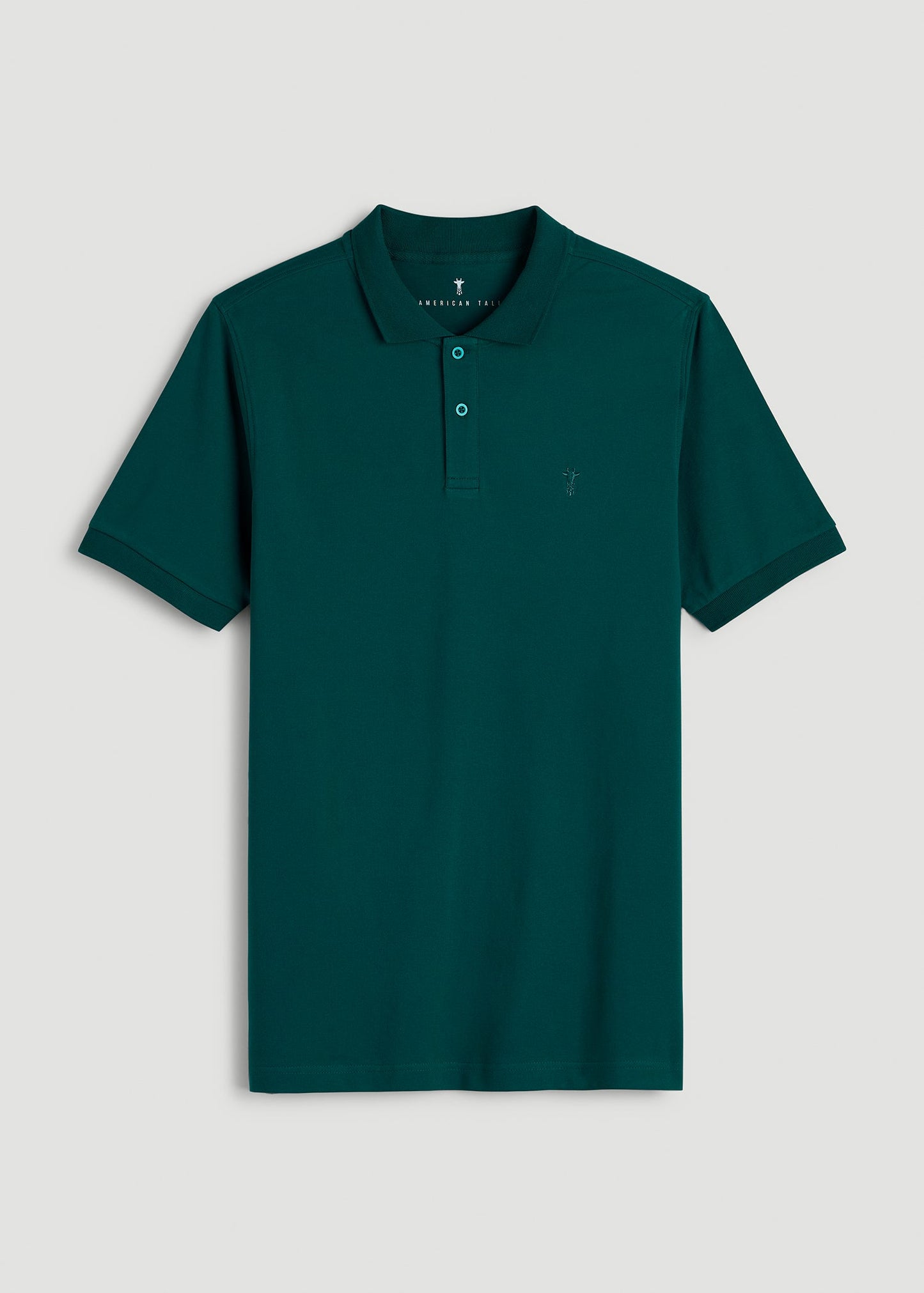 American Tall Men Classic Polo with Embroidered Logo for Tall Men in Deep Teal