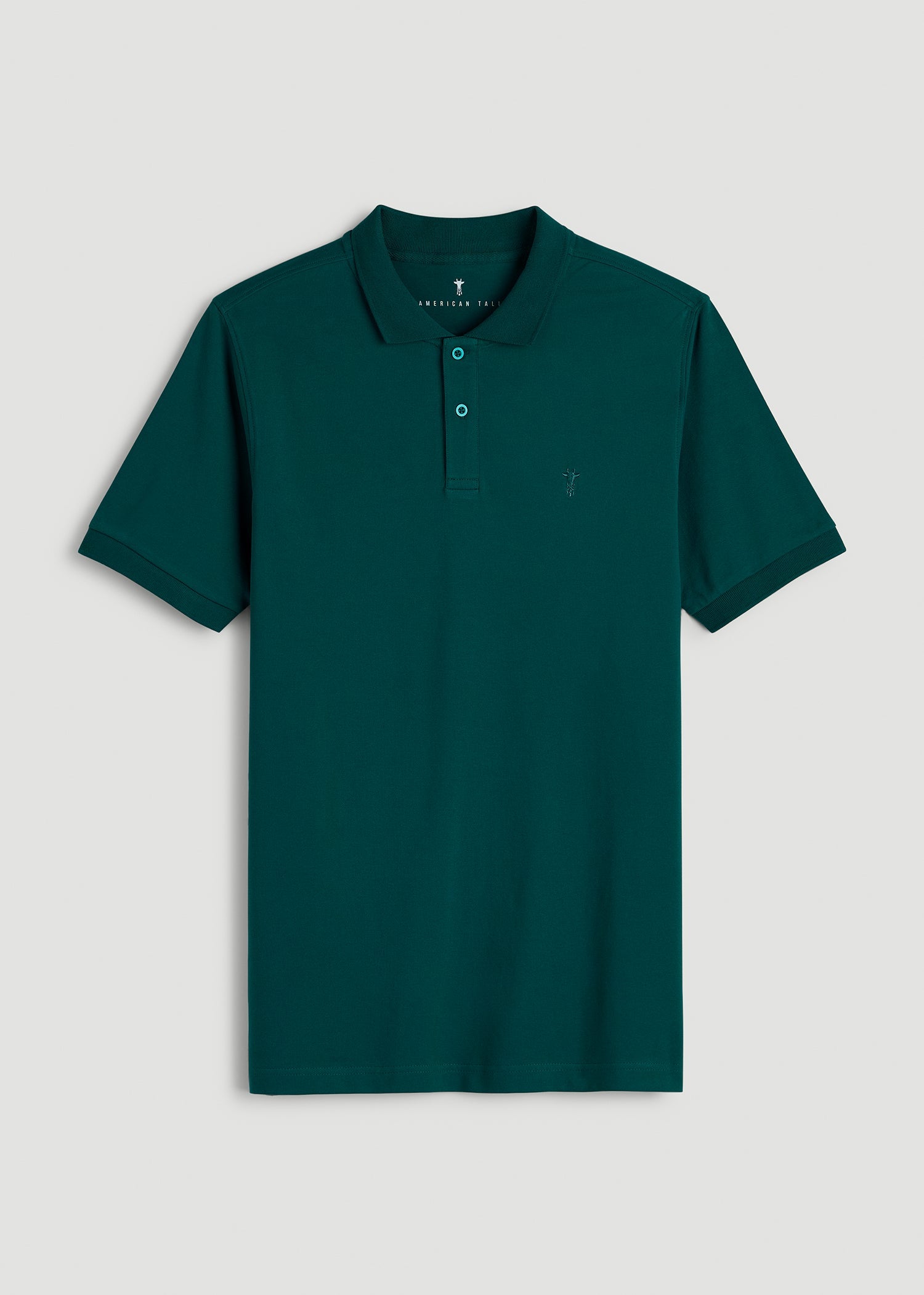American Tall Men Classic Polo with Embroidered Logo for Tall Men in Deep Teal