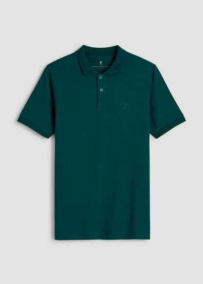 American Tall Men Classic Polo with Embroidered Logo for Tall Men in Deep Teal