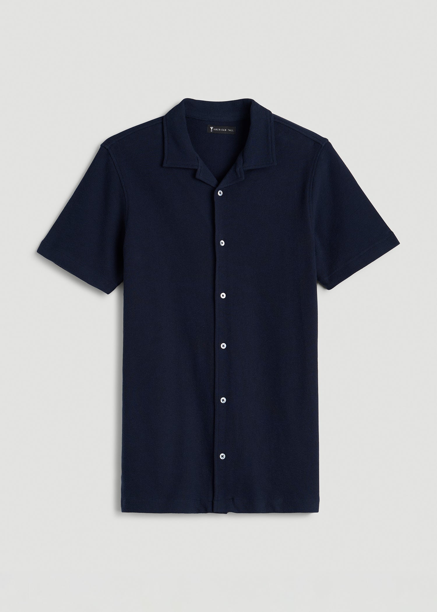 American Tall Men Terry Cotton Polo Cardigan for Tall Men in Patriot Blue