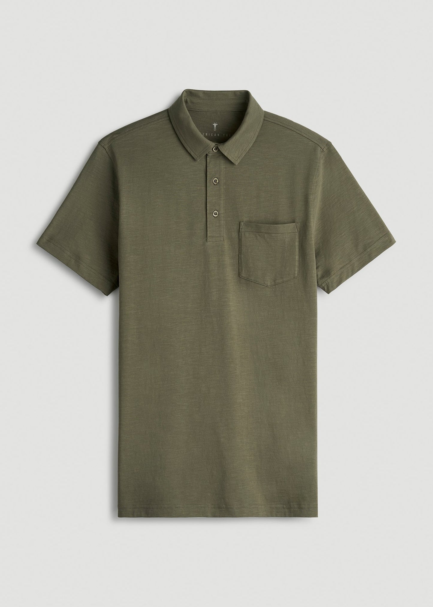 American Tall Men Slub Knit Polo with Pocket for Tall Men in Olive