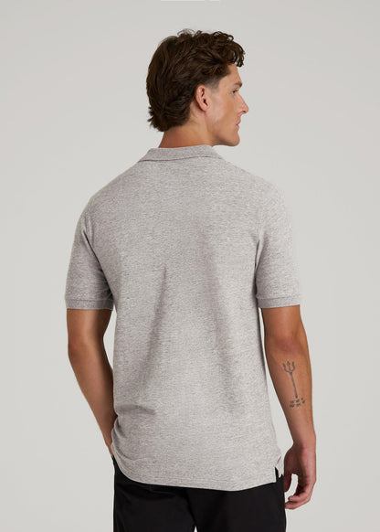 American Tall Men Classic Polo with Embroidered Logo for Tall Men in Heathered Grey
