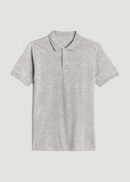 American Tall Men Classic Polo with Embroidered Logo for Tall Men in Heathered Grey