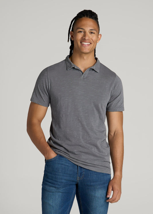 American Tall Men Slub Polo Shirt for Tall Men in Slate