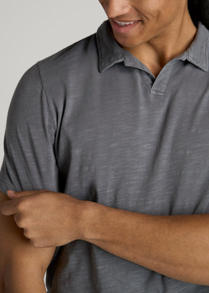 American Tall Men Slub Polo Shirt for Tall Men in Slate