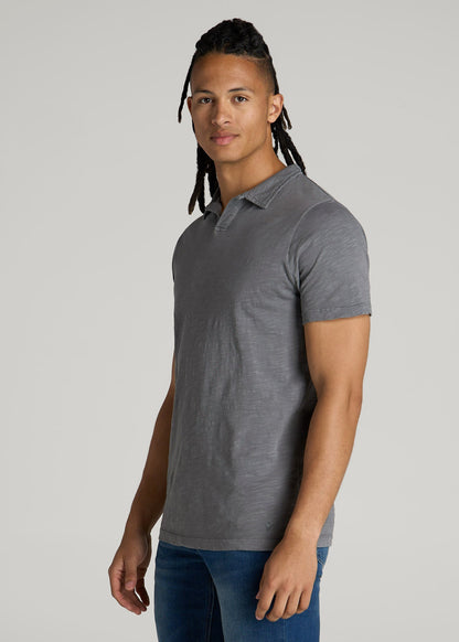 American Tall Men Slub Polo Shirt for Tall Men in Slate