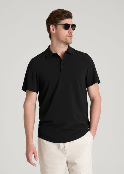 American Tall Men Coastal Perforated Polo for Tall Men in Black