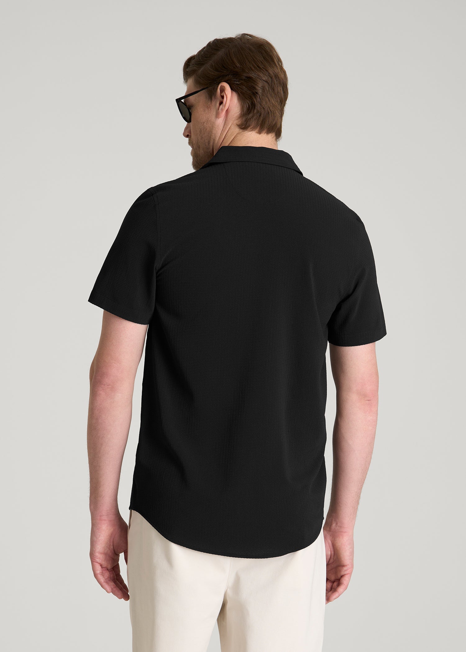 American Tall Men Coastal Perforated Polo for Tall Men in Black