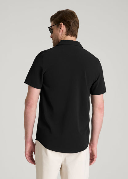 American Tall Men Coastal Perforated Polo for Tall Men in Black