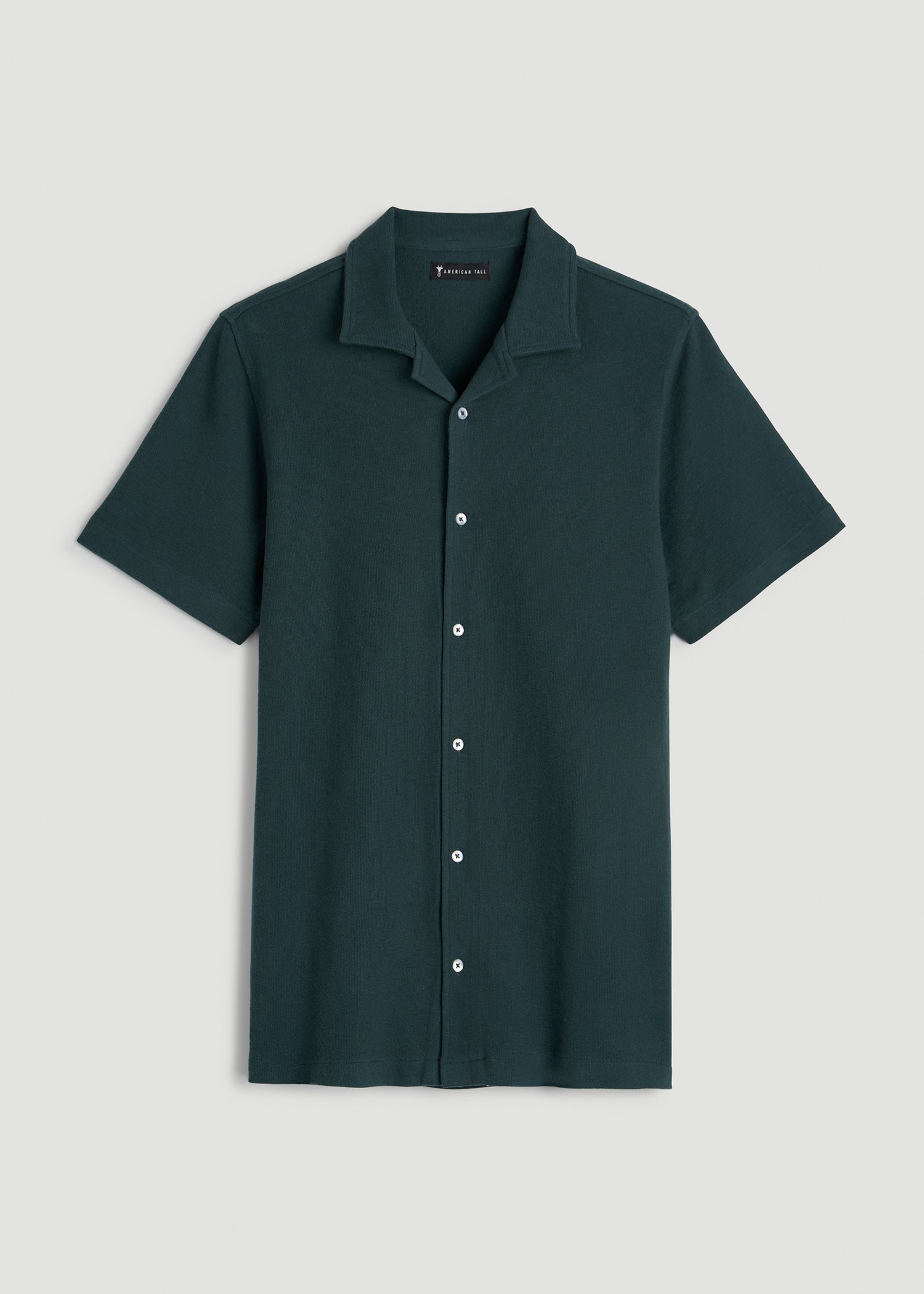 American Tall Men Terry Cotton Polo Cardigan for Tall Men in Emerald