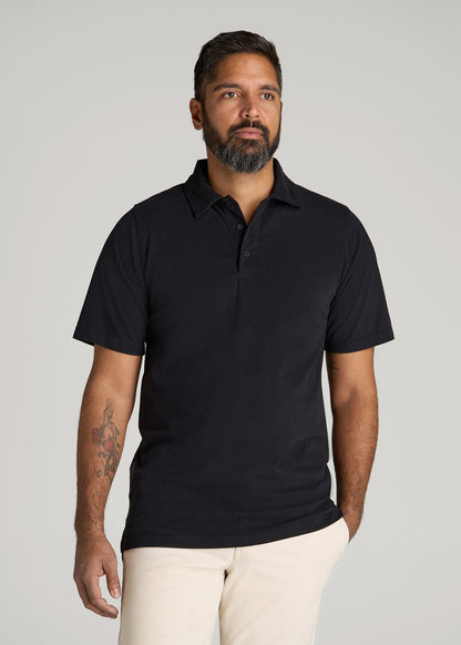 American Tall Men LJ&S Ultra Soft Short Sleeve Cotton Polo for Tall Men in Vintage Black