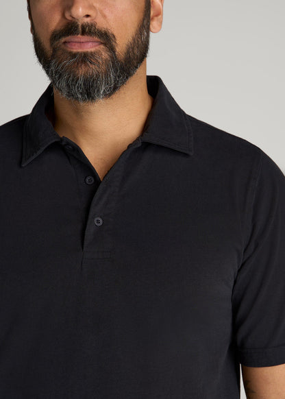 American Tall Men LJ&S Ultra Soft Short Sleeve Cotton Polo for Tall Men in Vintage Black