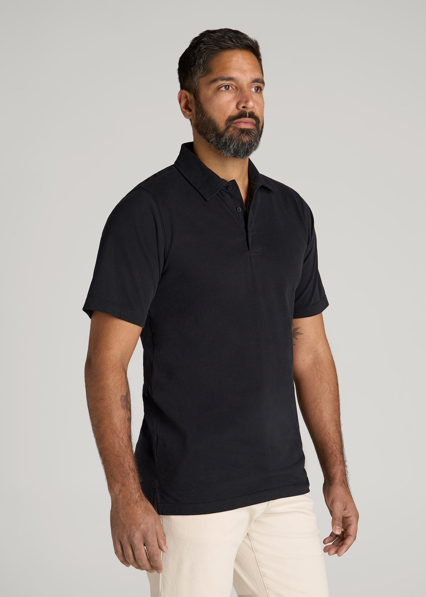 American Tall Men LJ&S Ultra Soft Short Sleeve Cotton Polo for Tall Men in Vintage Black