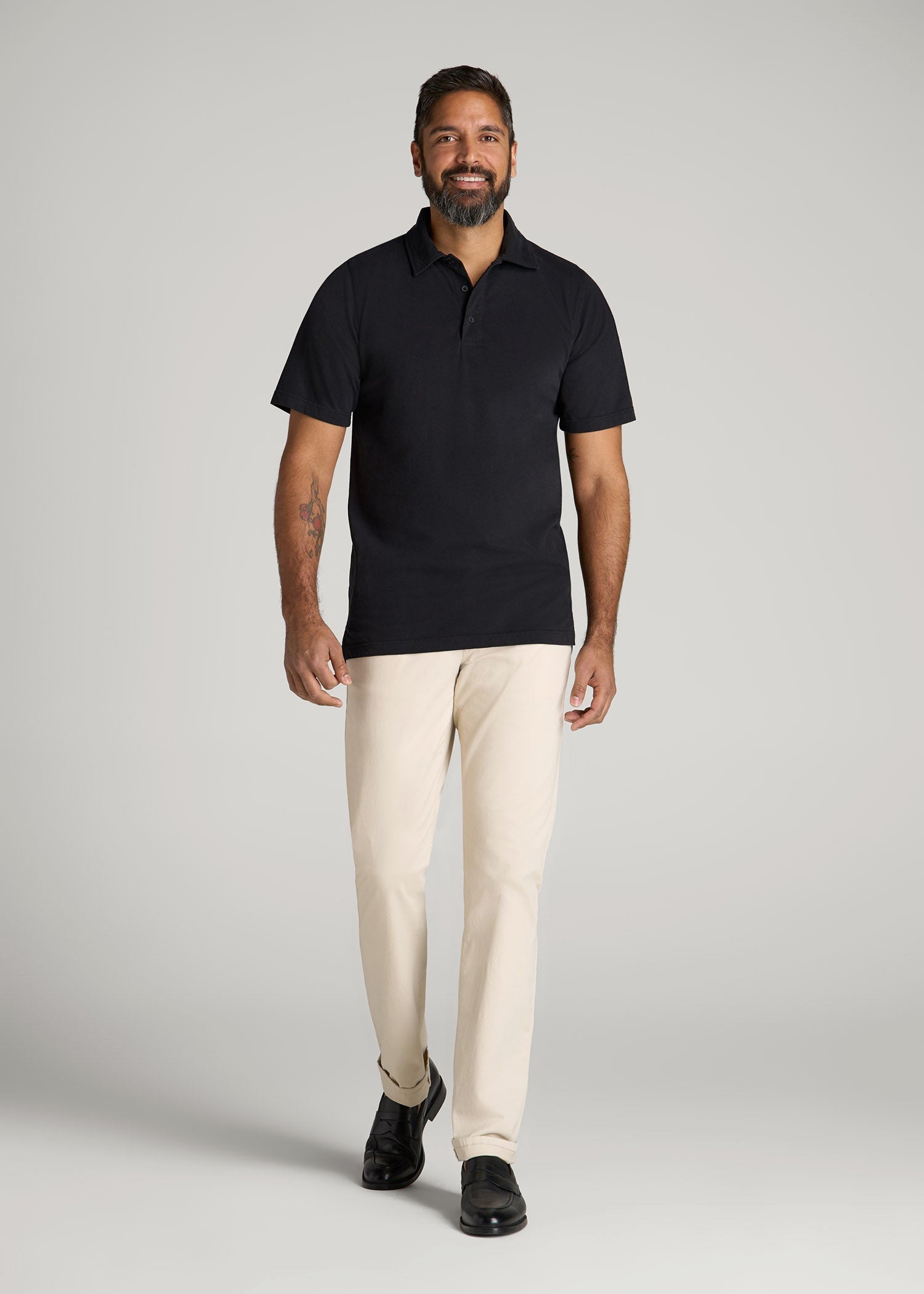 American Tall Men LJ&S Ultra Soft Short Sleeve Cotton Polo for Tall Men in Vintage Black
