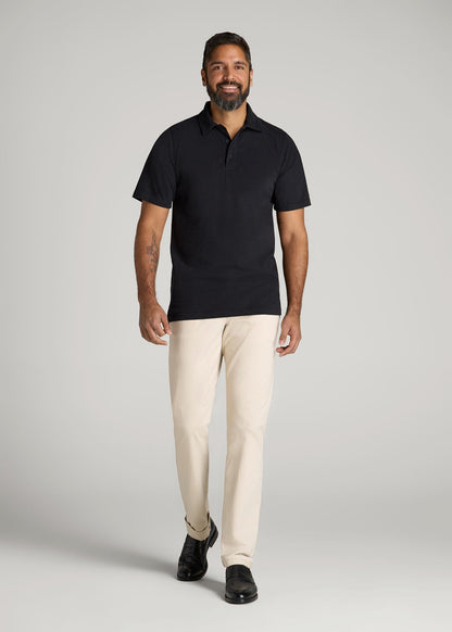 American Tall Men LJ&S Ultra Soft Short Sleeve Cotton Polo for Tall Men in Vintage Black